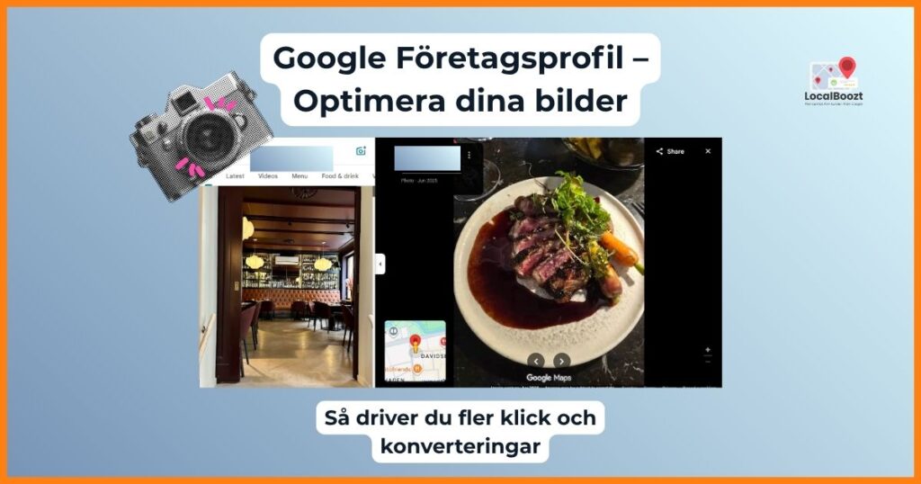 Exempelbilder från en restaurangs Google Företagsprofil.