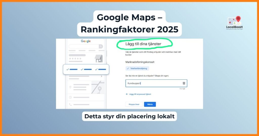 Infografik/illustration av rankingfaktorer i Google Maps.