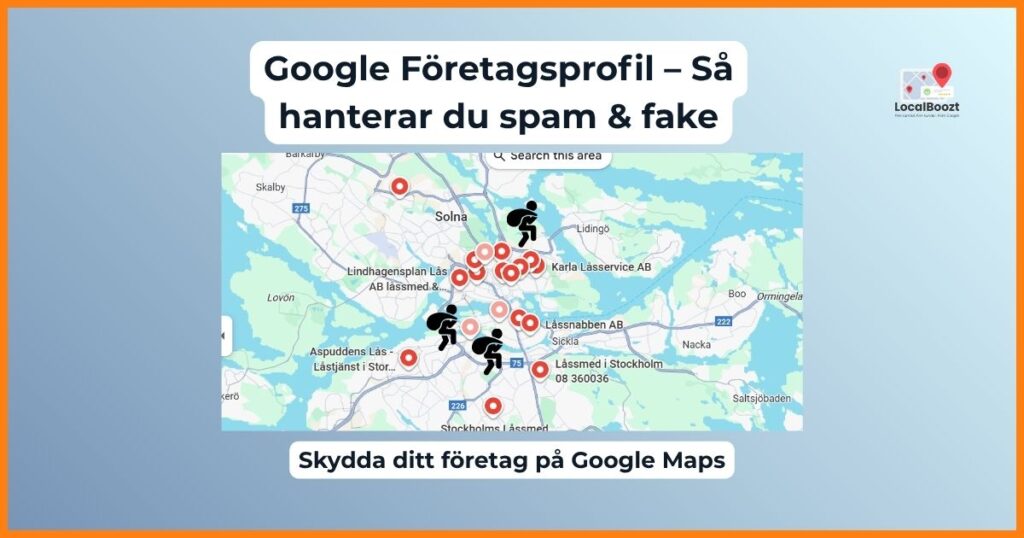Karta med flera profiler markerade som fejk/spam.